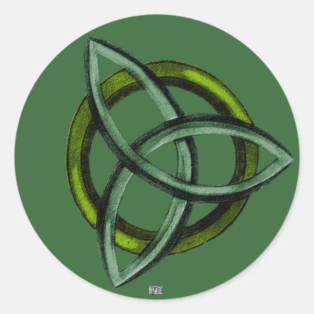 Pegatina Redonda Triquetra (verde) (Anverso)