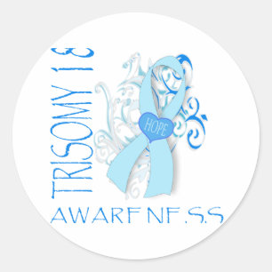 PEGATINA REDONDA TRISOMY 18, CONCIENCIA DEL TRISOMY 18