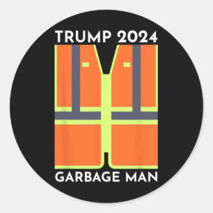 Pegatina Redonda Triste basurero de Trump 2024 Funny garbage Patrio