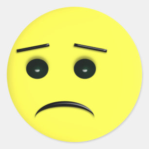 Pegatina Redonda Triste Cara Amarilla