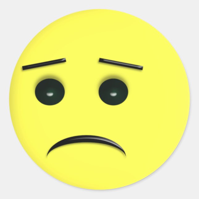 Pegatina Redonda Triste Cara Amarilla (Anverso)
