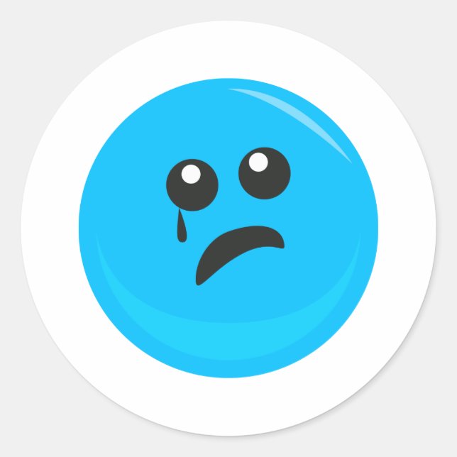 Pegatina Redonda Triste Cara de Curioso (Anverso)