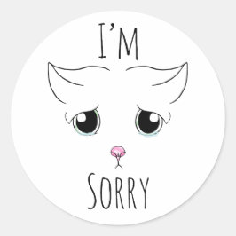 Pegatina Redonda Triste cara de gato: Lo siento