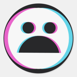 Pegatina Redonda Triste Emoji negra