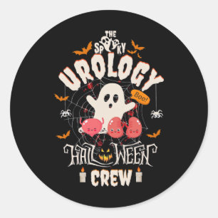 Pegatina Redonda Triste equipo de urología de Halloween, linda enfe
