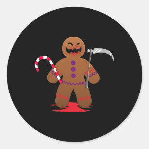 Pegatina Redonda Triste Muerte Gingerbread Man Para Halloween