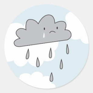 Pegatina Redonda Triste Nube