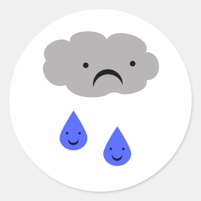 Pegatina Redonda Triste Nube (Anverso)