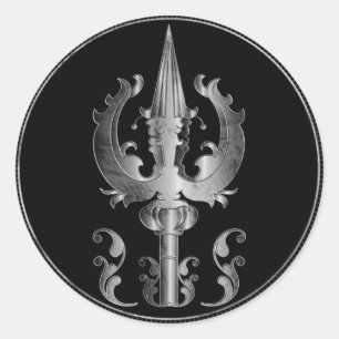Pegatina Redonda Trisula-Tridente de Shiva