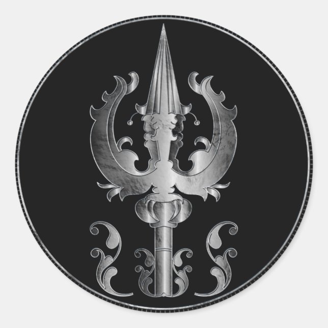 Pegatina Redonda Trisula-Tridente de Shiva (Anverso)