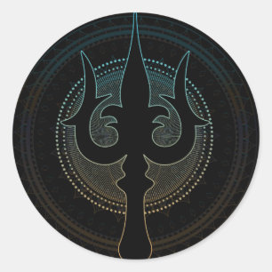 Pegatina Redonda Trisula-Tridente de Shiva