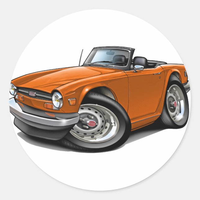 Pegatina Redonda Triumph TR6 Naranja Car (Anverso)
