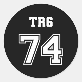 Pegatina Redonda Triunfo estilo Jersey Tr6 74 1974 Inglés británico