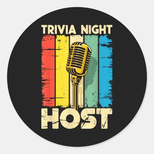 Pegatina Redonda Trivia Night Host Quiz Game Entertainer Moderator  (Anverso)