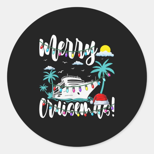 Pegatina Redonda Trocal Heartbeat Christmas Cruise Merry Cruisemas  (Anverso)