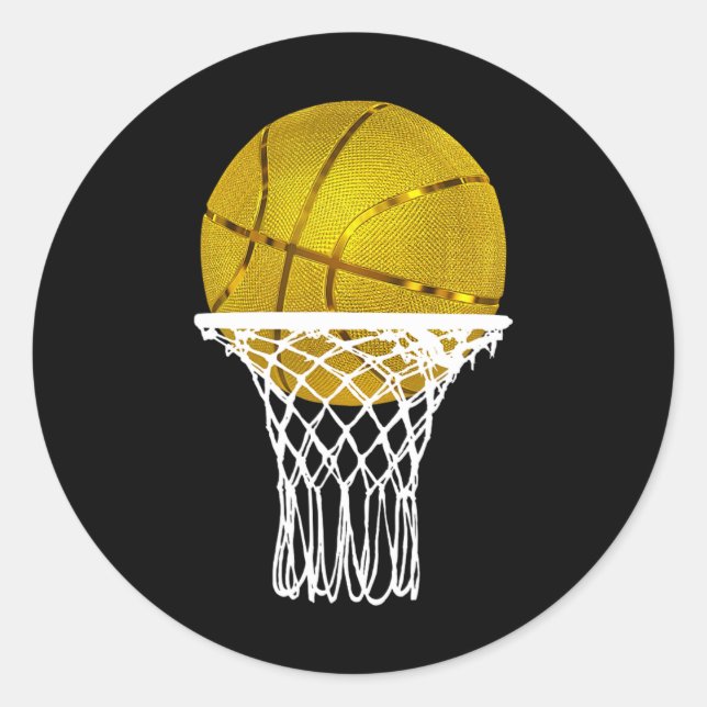 Pegatina Redonda Trofeo de baloncesto de Oro de Baloncesto Hombres  (Anverso)