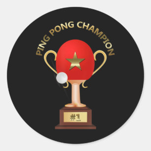 Pegatina Redonda Trofeo de Ping Pong