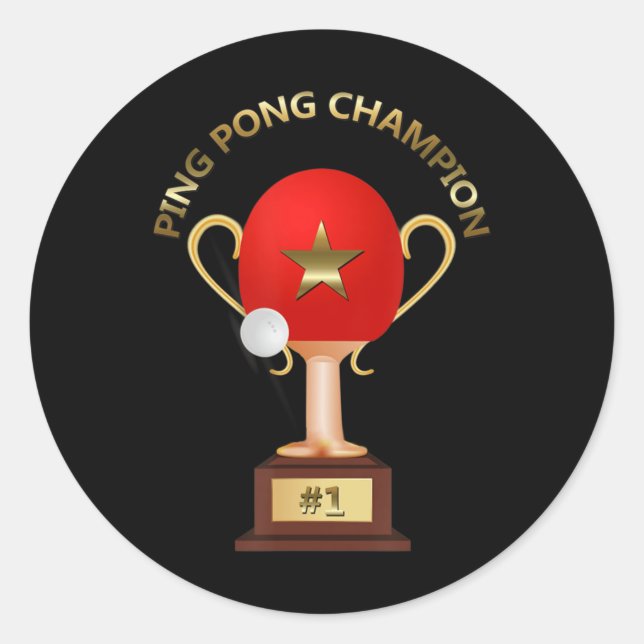 Pegatina Redonda Trofeo de Ping Pong (Anverso)