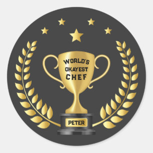 Pegatina Redonda Trofeo Personalizado 'El Chef Más o Menos del Mund