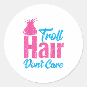 Pegatina Redonda Troll Hair no le importa a los Navidades de Hallow