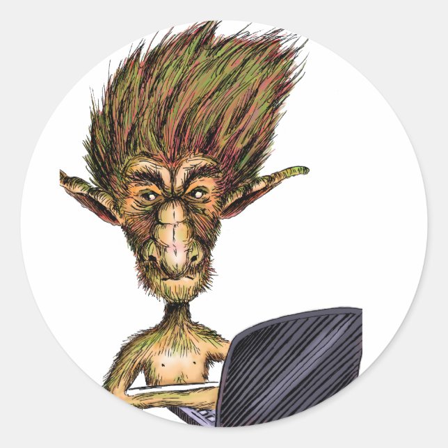Pegatina Redonda Troll Internet (Anverso)