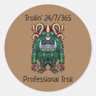 Pegatina Redonda Troll profesional