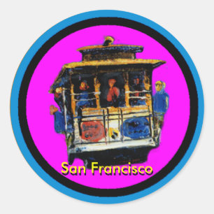 Pegatina Redonda Trolley de San Francisco