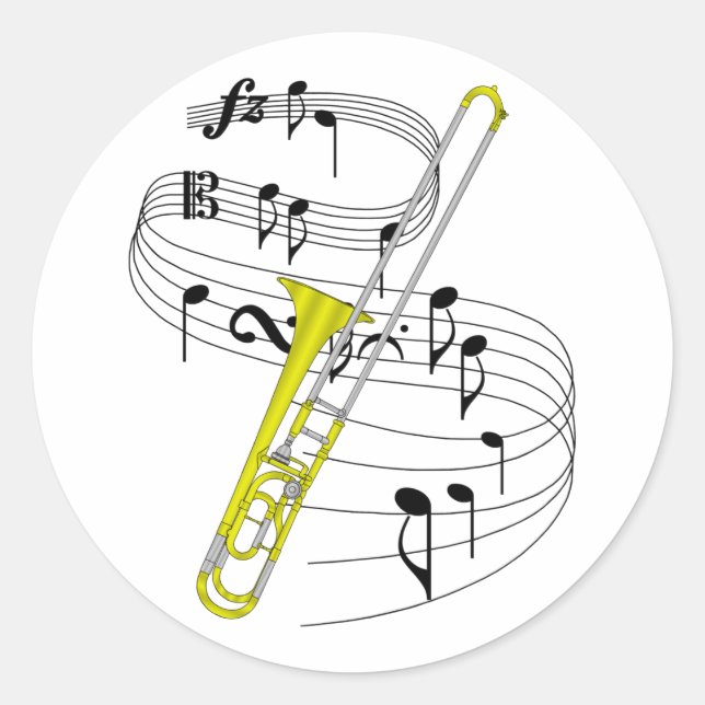 Pegatina Redonda Trombone (Anverso)