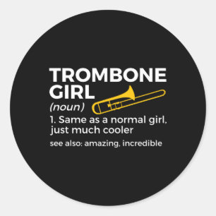 Pegatina Redonda Trombone Definition Trombone Player