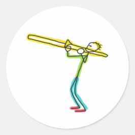 Pegatina Redonda Trombone Stickman