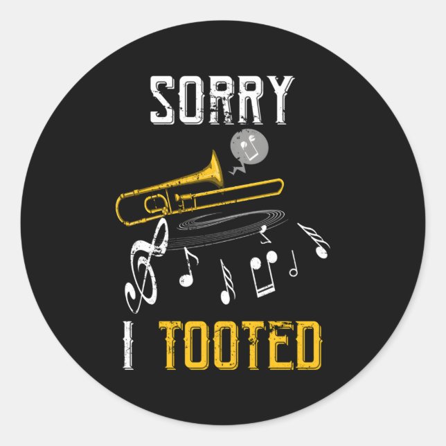 Pegatina Redonda Trombonista de la banda de música jazz que marcha  (Anverso)