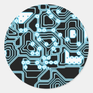 Pegatina Redonda TRON - azul / negro