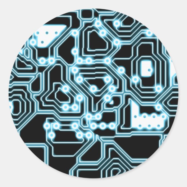 Pegatina Redonda TRON - azul / negro (Anverso)