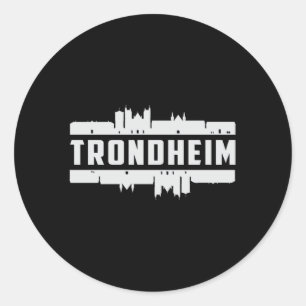 Pegatina Redonda Trondheim Noruega City Skyline Cityscape Funny Gif