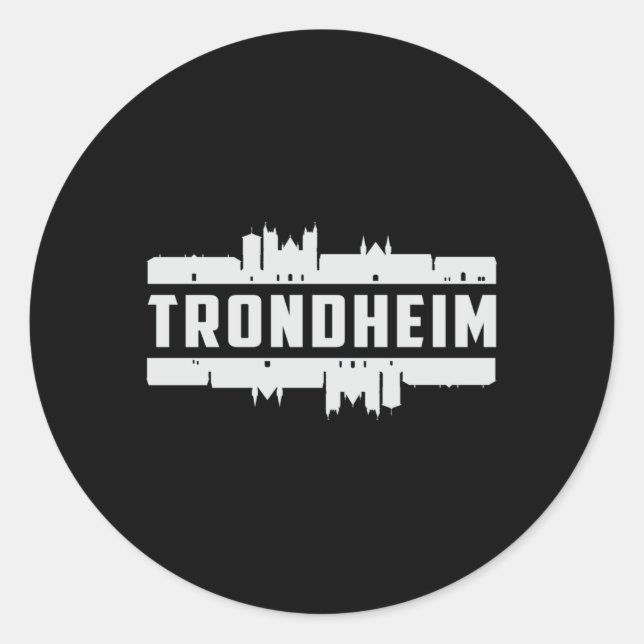 Pegatina Redonda Trondheim Noruega City Skyline Cityscape Funny Gif (Anverso)