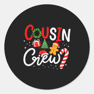 Pegatina Redonda Tropa de Primos Navidad Navidad Familiar Pijamas a