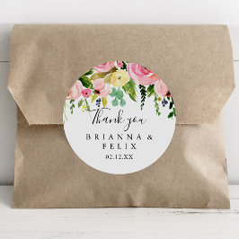 Pegatina Redonda Tropical Colorido Otoño Gracias Favor De Boda