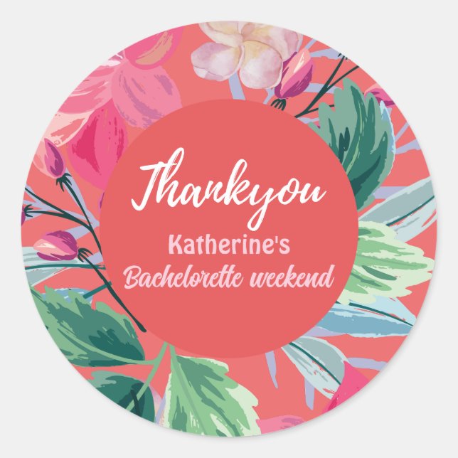 Pegatina Redonda Tropical como su soltera tropical naranja caliente (Anverso)