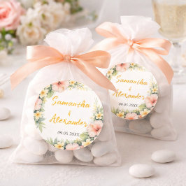 Pegatina Redonda Tropical floral soft romance