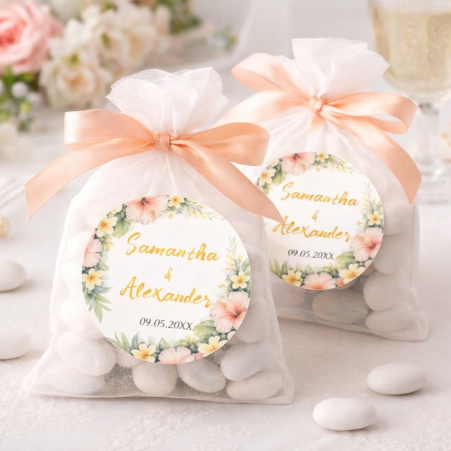 Pegatina Redonda Tropical floral soft romance (Subido por el creador)