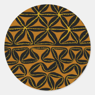 Pegatina Redonda Tropical Tribal South Seas Tapa