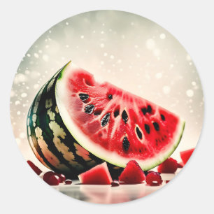 Pegatina Redonda Tropical Watermelon Fruit Slice