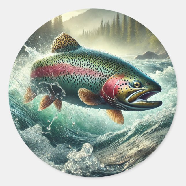 Pegatina Redonda Trout Illustration  (Anverso)