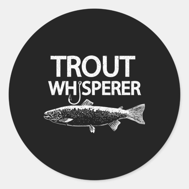 Pegatina Redonda Trout Whisperer Fly Fisherman Tee (Anverso)