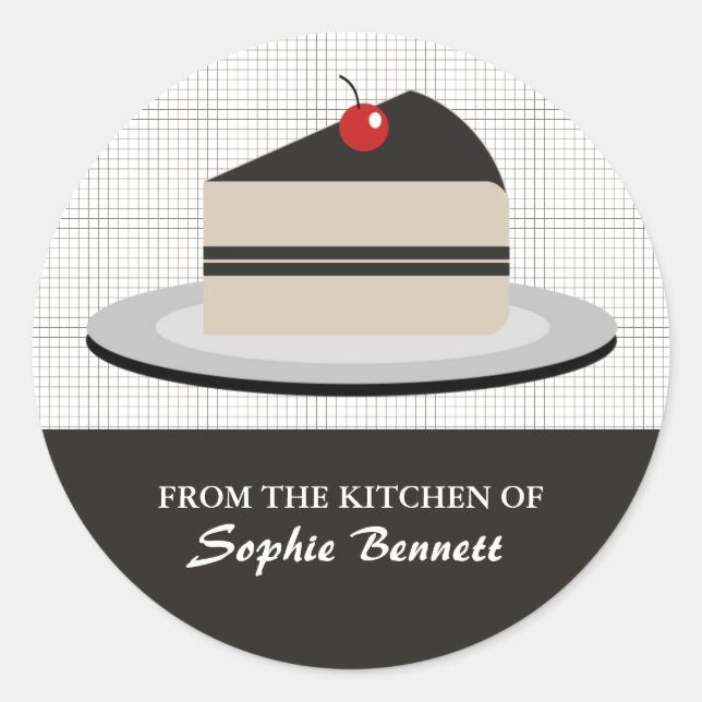 Pegatina Redonda Trozo de pastel (Anverso)