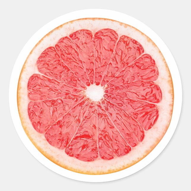 Pegatina Redonda Trozo de pomelo (Anverso)