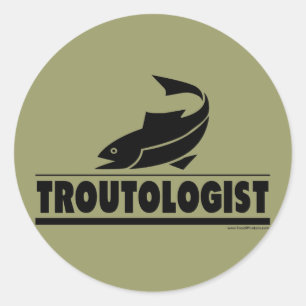 Pegatina Redonda Trucha-óloga - Peces humorísticos