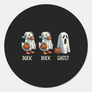 Pegatina Redonda Truco De Pato Fantasma Pun Trunk O Trick Trick O T
