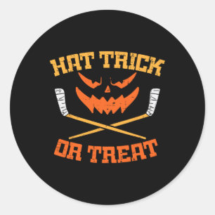 Pegatina Redonda Truco de sombrero o tratar hockey sobre hielo Hall