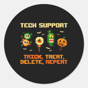 Pegatina Redonda Truco de soporte técnico Eliminar repetir Hallowee
